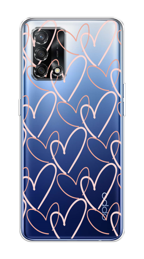 

Чехол на OPPO A74 4G "Узор из сердечек", Розовый;бежевый, 256050-6