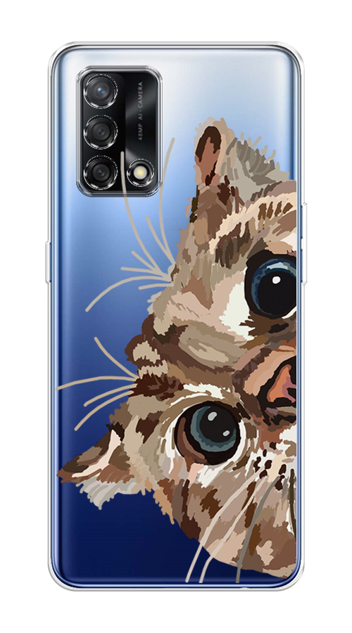 

Чехол на OPPO A74 4G "Любопытный кот", Коричневый;синий;черный, 256050-1