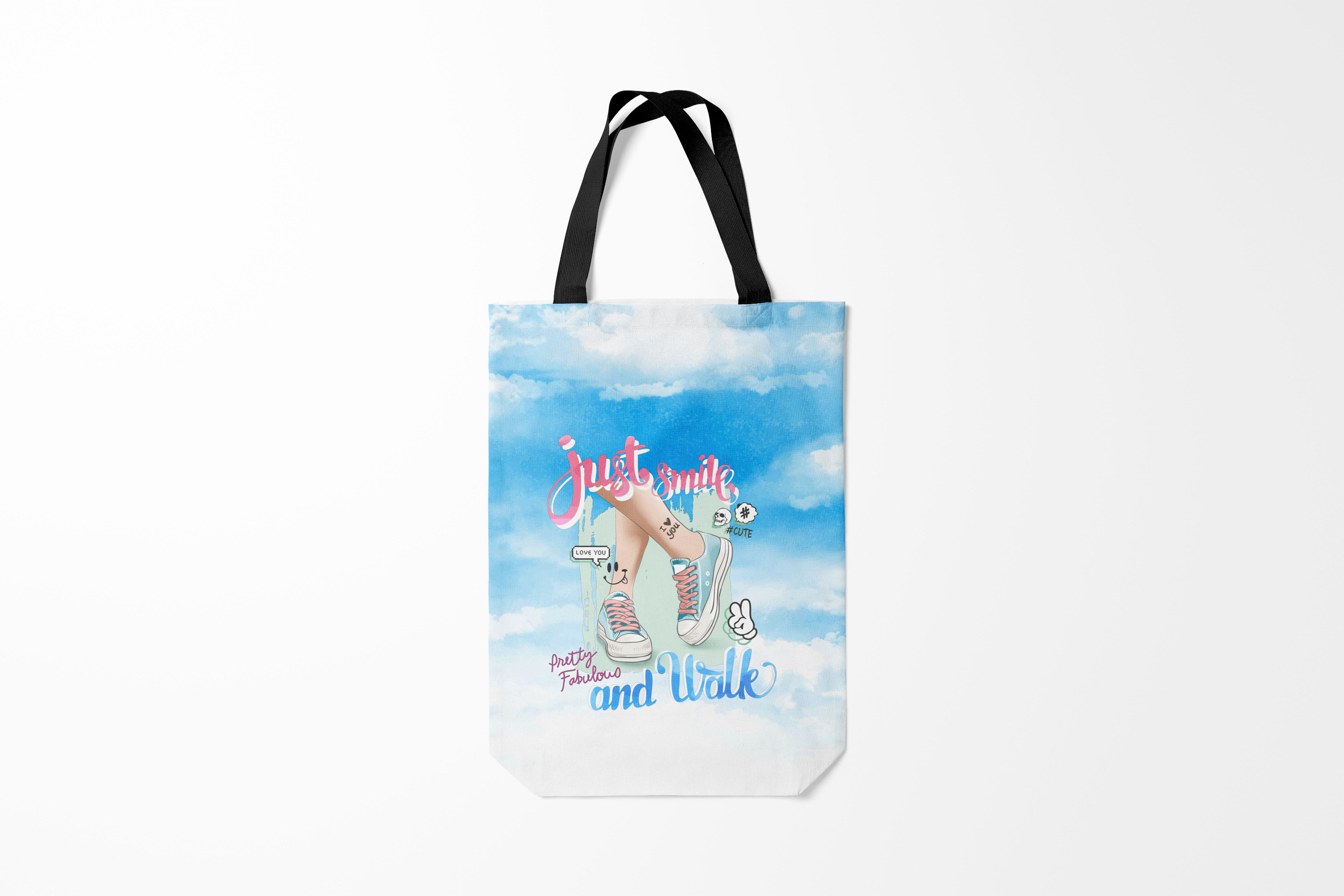 

Сумка шoппер унисекс Burnettie Настроение Just smile, голубой, Настроение Just smile