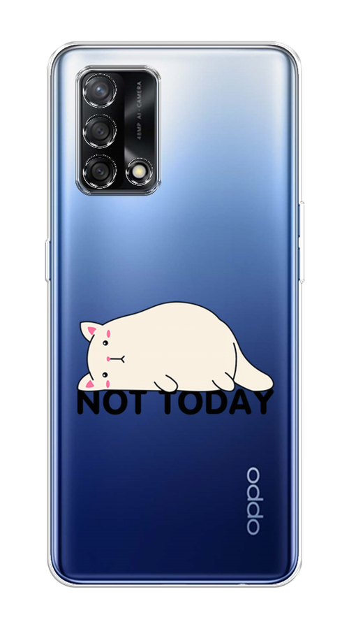 

Чехол на OPPO A74 4G "Cat not today", Белый;розовый;черный, 256050-1