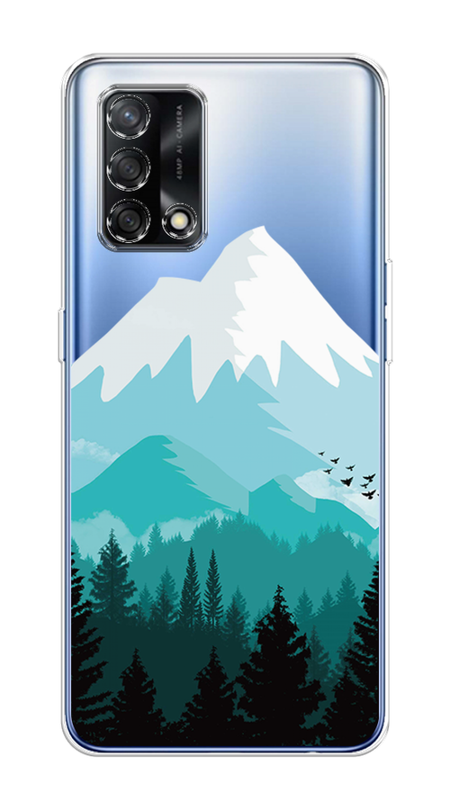 

Чехол на OPPO A74 4G "Синяя снежная гора", Белый;голубой, 256050-2