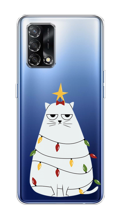 

Чехол на OPPO A74 4G "Котик в гирлянде", Белый;красный;желтый, 256050-1