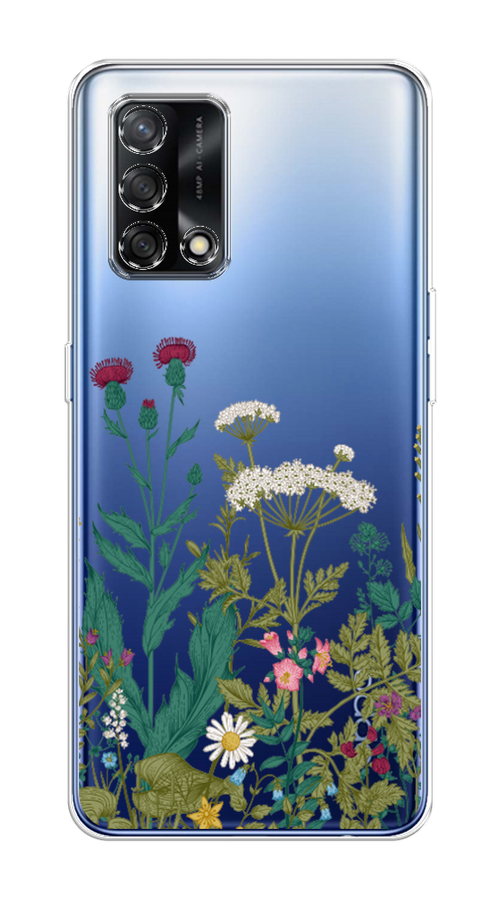 

Чехол на OPPO A74 4G "Дикие полевые цветы", Зеленый;розовый;белый, 256050-2