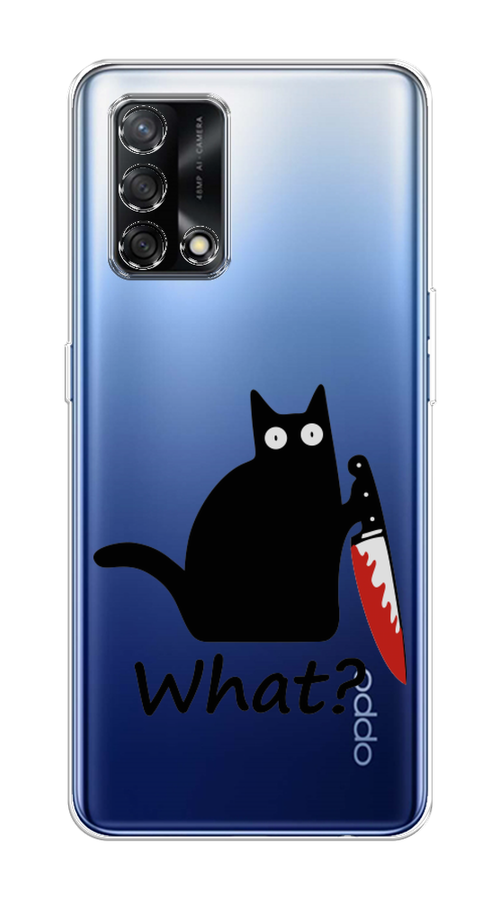

Чехол на OPPO A74 4G "Котик с ножом", Черный;красный, 256050-6