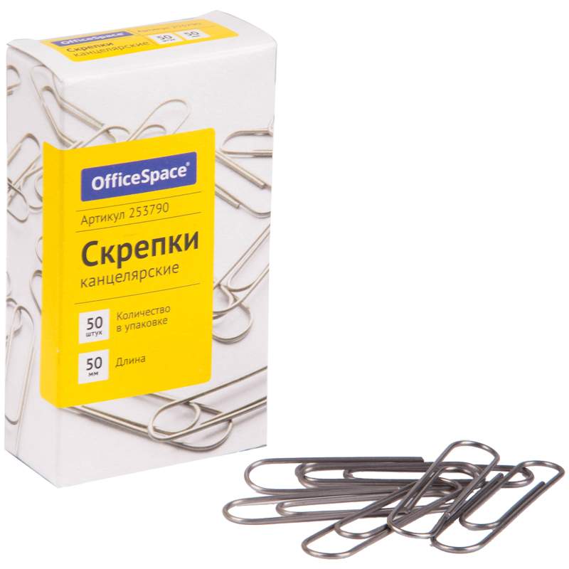 

Скрепки канцелярские Officespace 253790, 50 мм, 50 шт. х 10 упаковок