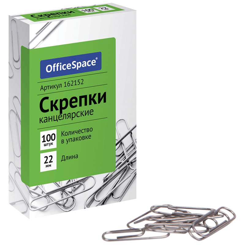 

Скрепки канцелярские Officespace 162152, 22 мм, 100 шт. х 10 упаковок