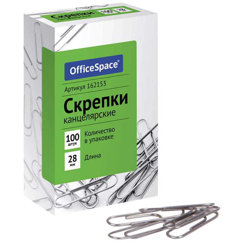 

Скрепки канцелярские Officespace 162153, 28 мм, 100 шт. х 20 упаковок