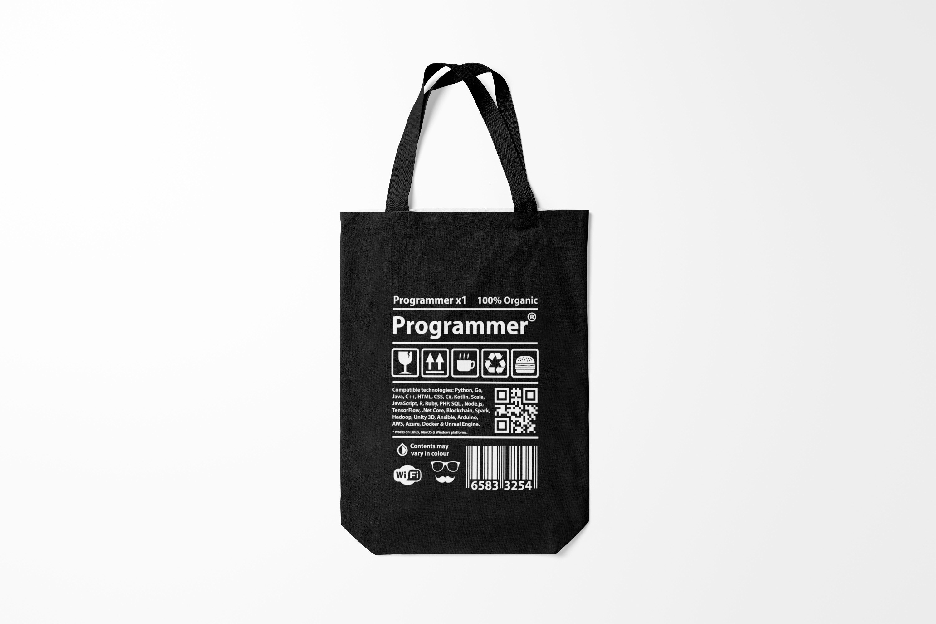 

Сумка шoппер унисекс Burnettie Иностранные Programmer, черный, Иностранные Programmer