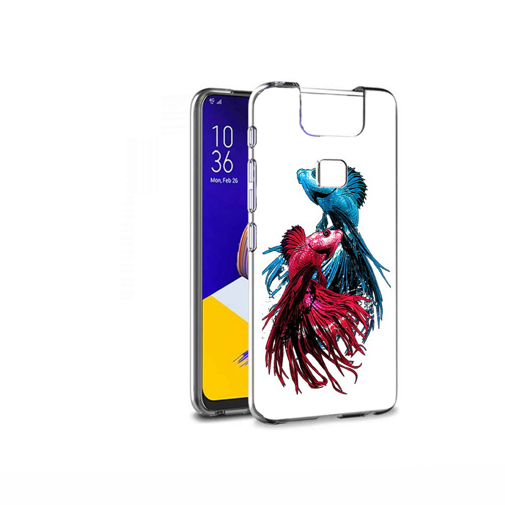 

Чехол MyPads Tocco для Asus ZenFone 6 (ZS630KL) рыбы петушки, Прозрачный, Tocco
