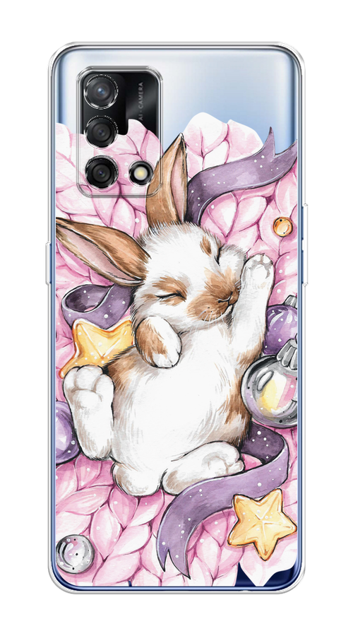 

Чехол на OPPO A74 4G "Кролик спит", Розовый;белый, 256050-5