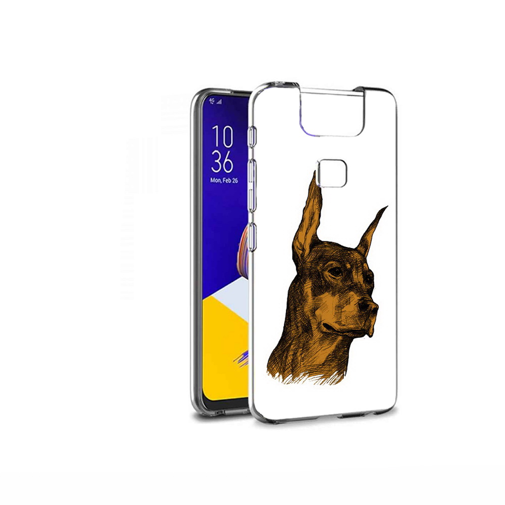 

Чехол MyPads Tocco для Asus ZenFone 6 (ZS630KL) скетч доберман, Прозрачный, Tocco
