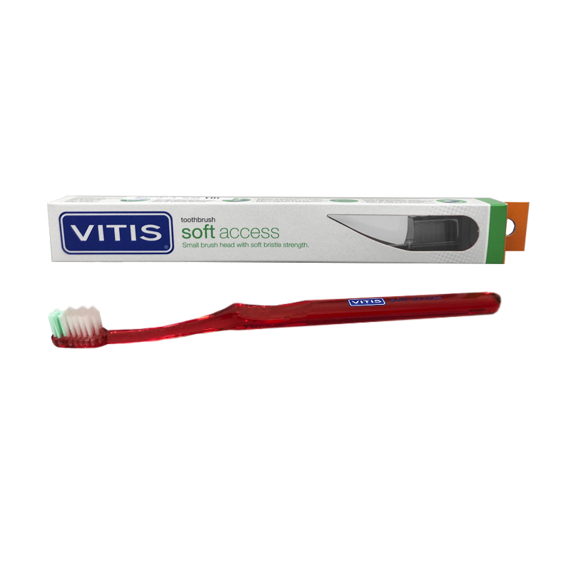 Зубная щетка Vitis Soft Access мягкая красная, 1 шт зубная щетка pierrot delicate gums для десен extra soft