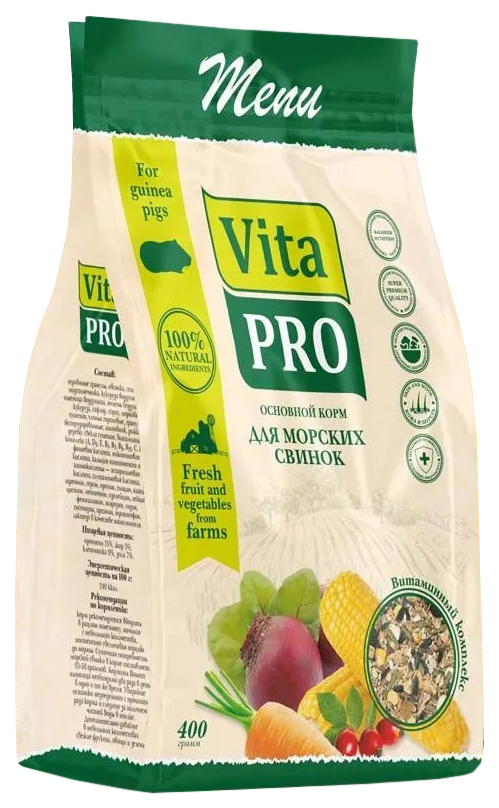 Корм для морских свинок Vita Pro, основной, 400 г, 18 шт
