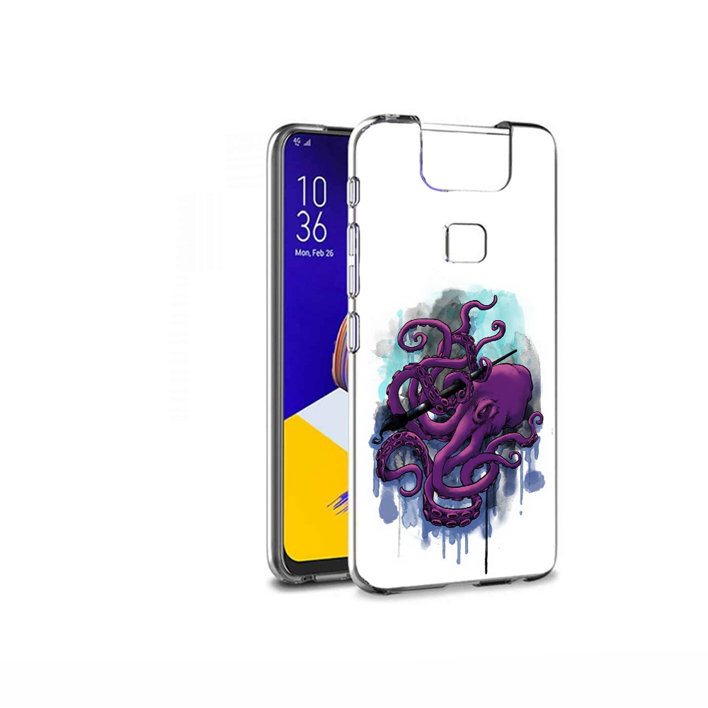 Чехол MyPads Tocco для Asus ZenFone 6 (ZS630KL) фиолетовый осьминог