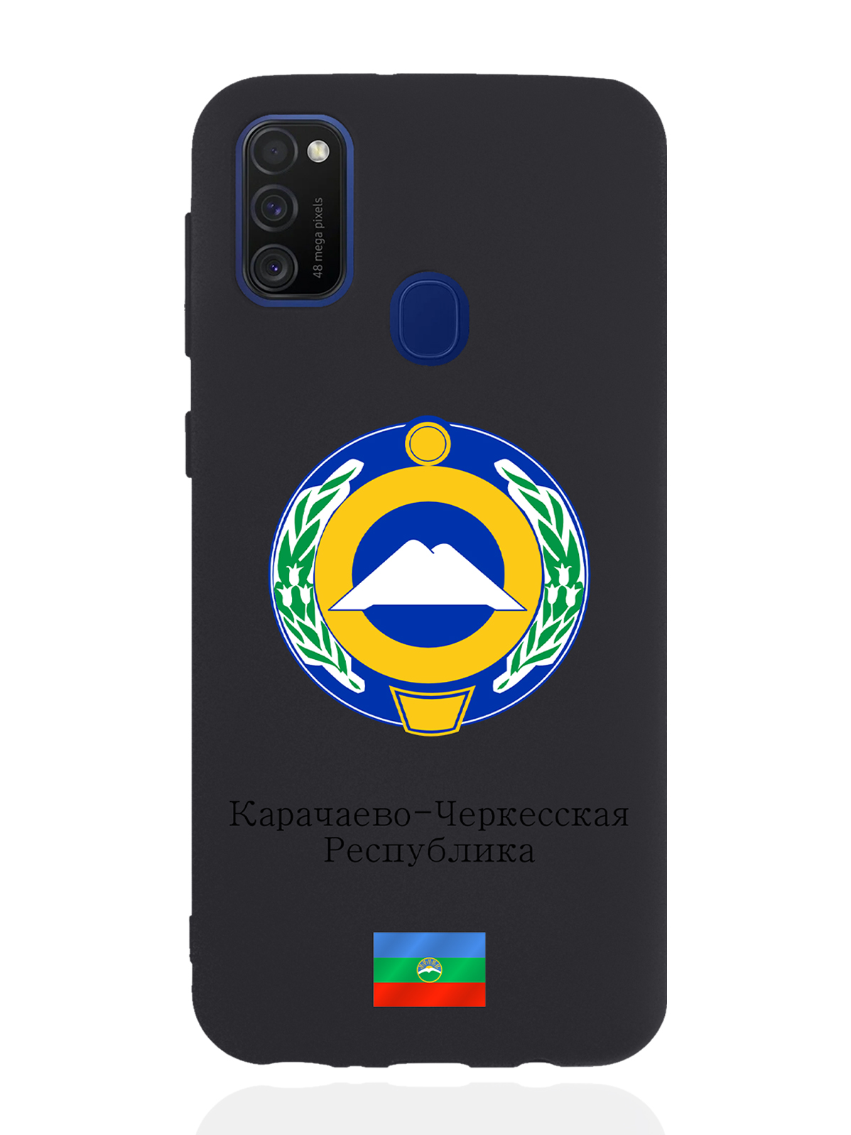 

Чехол SignumCase для Samsung Galaxy M21 Герб Карачаево-Черкесской Республики черный, Разноцветный