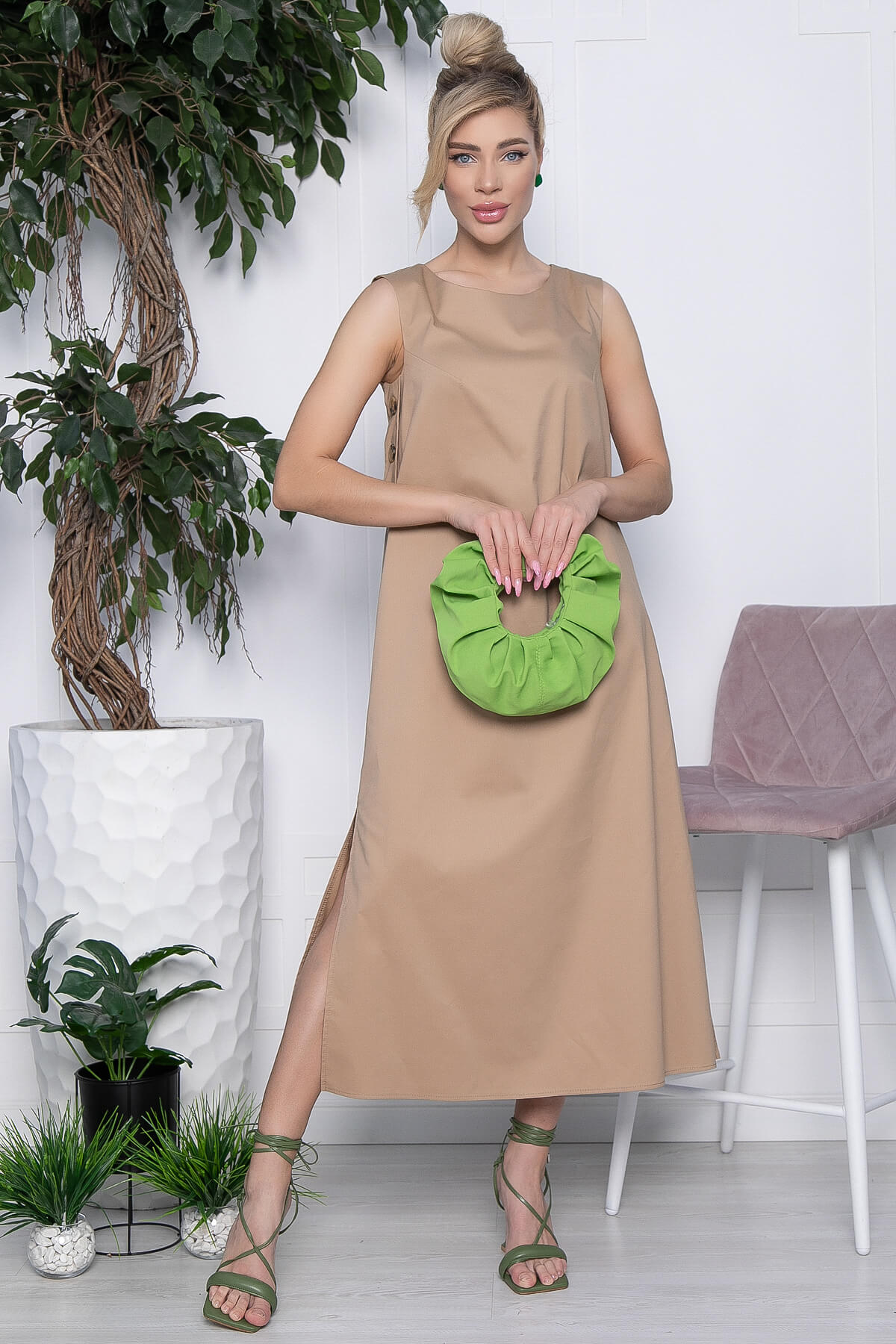 

Платье женское LT Collection Детали лета бежевое 48 RU, Бежевый, Детали лета
