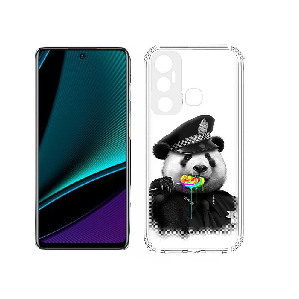 

Чехол MyPads Tocco для Infinix Hot 11s Панда полиция, Прозрачный, Tocco