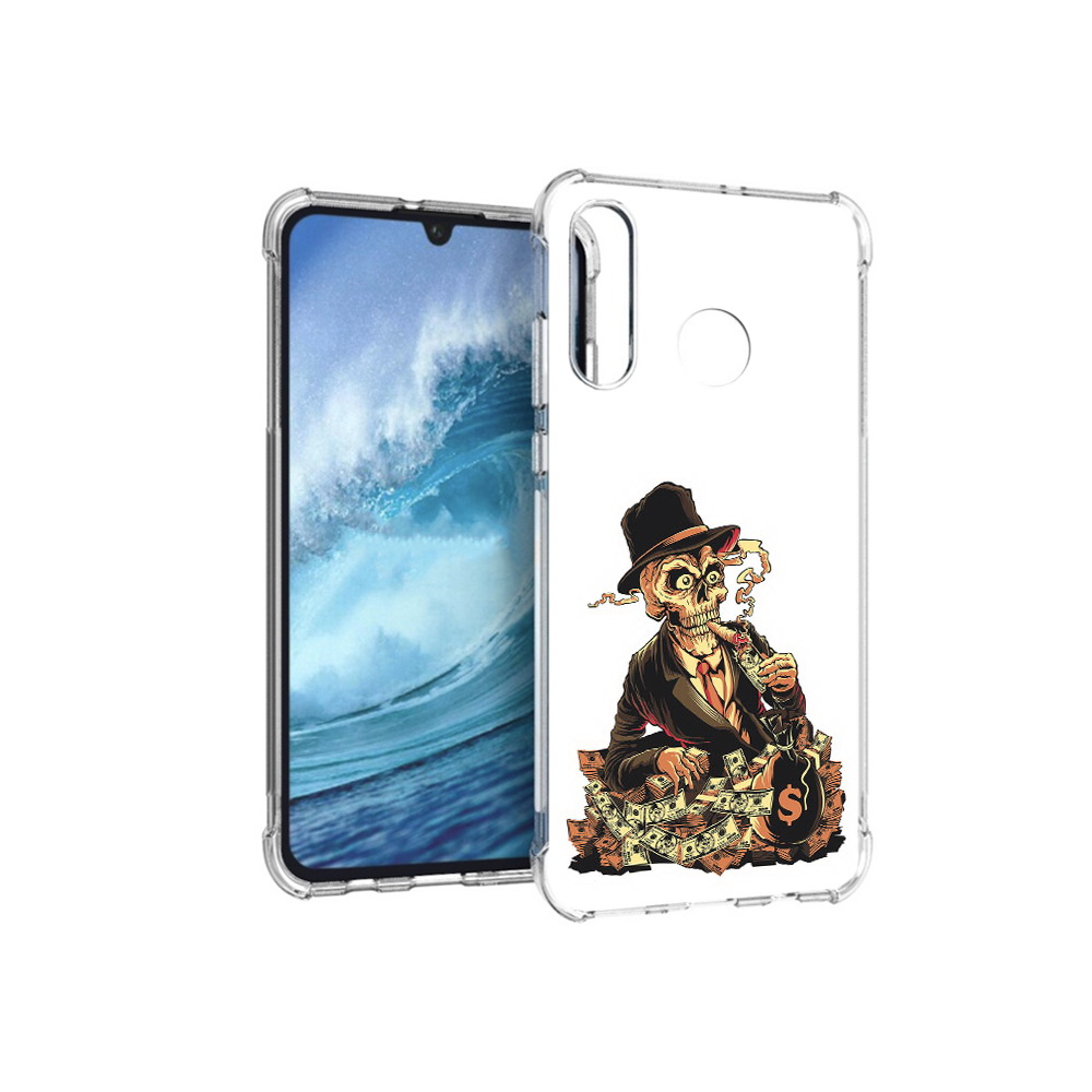 

Чехол MyPads Tocco для Huawei P30 Lite нарисованный череп с сигаретой, Прозрачный, Tocco