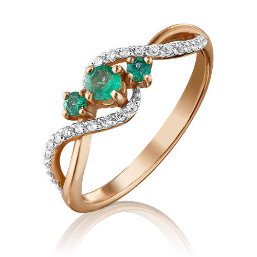 

Кольцо из золота р.  PLATINA jewelry 01-1499-00-106-1110-30, бриллиант\изумруд, 01-1499-00-106-1110-30