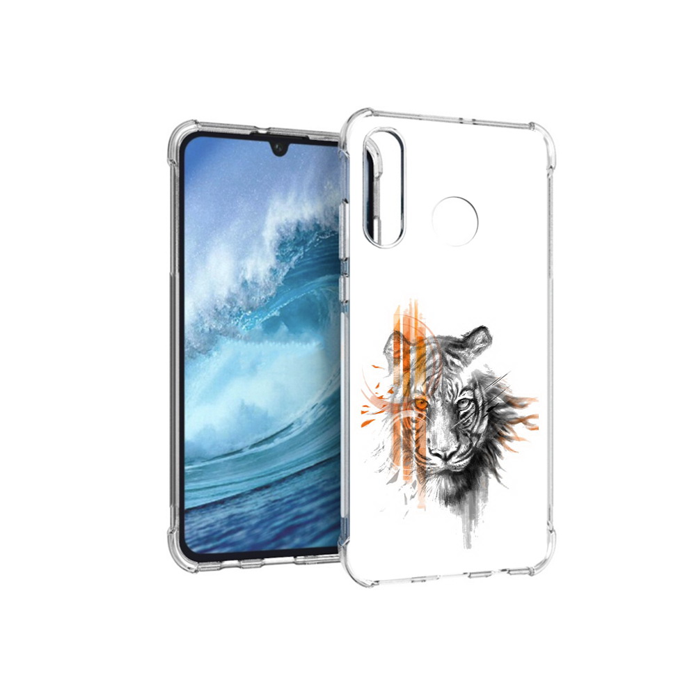 

Чехол MyPads Tocco для Huawei P30 Lite огненный тигр, Прозрачный, Tocco