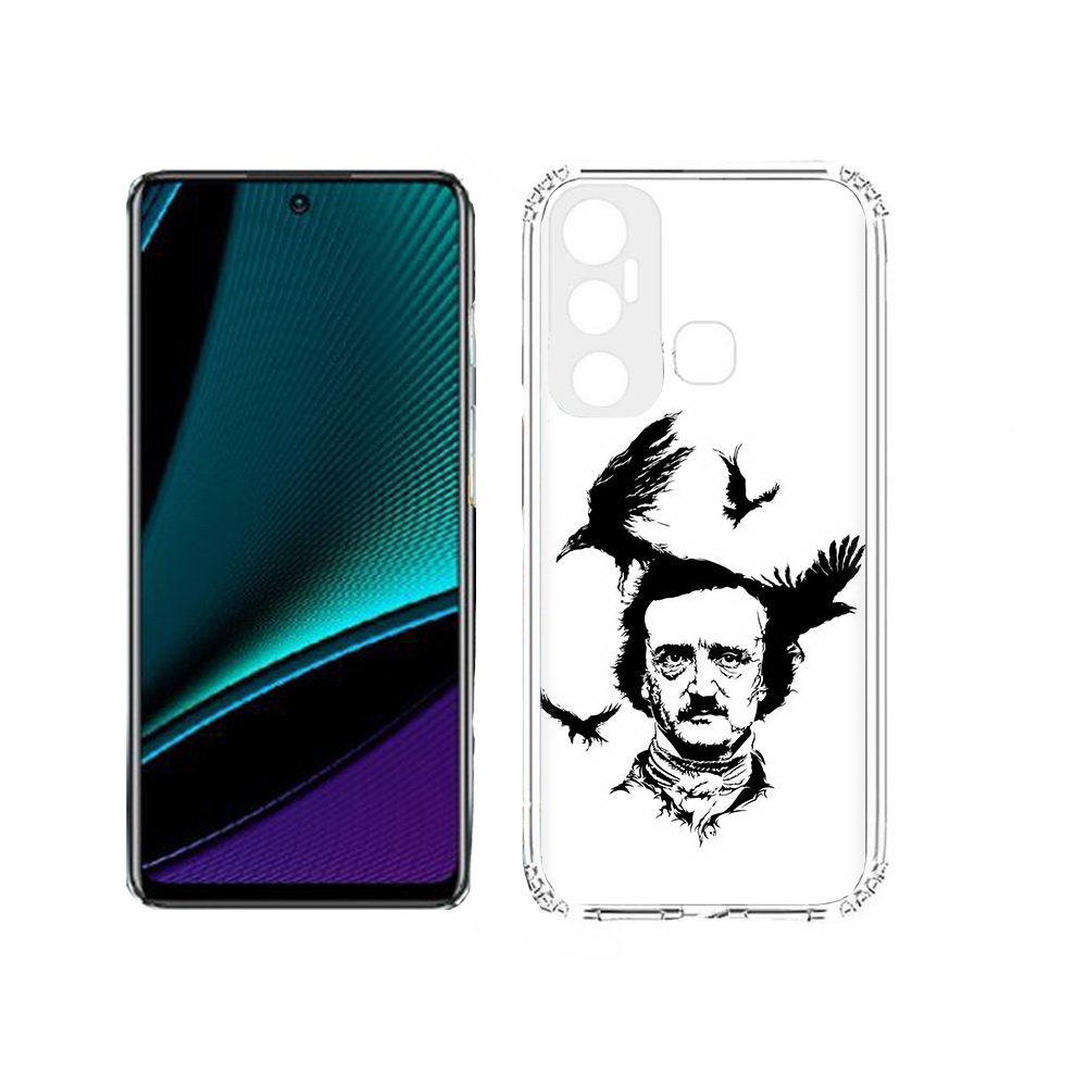 

Чехол MyPads Tocco для Infinix Hot 11s Эдгар Аллан черно белый, Прозрачный, Tocco