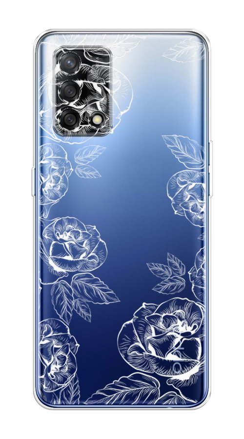 

Чехол на OPPO A74 4G "Розы графика", Черный;серый, 256050-2