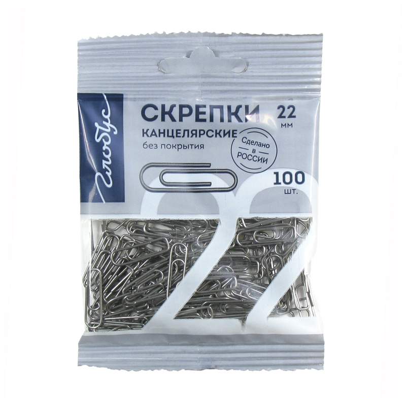 

Скрепки канцелярские Globus 328911, 22 мм, 100 шт. х 20 упаковок