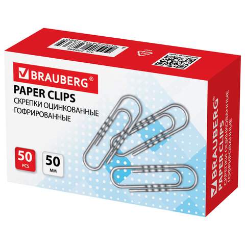 

Скрепки канцелярские Brauberg 270446, 50 мм, 50 шт. х 10 упаковок