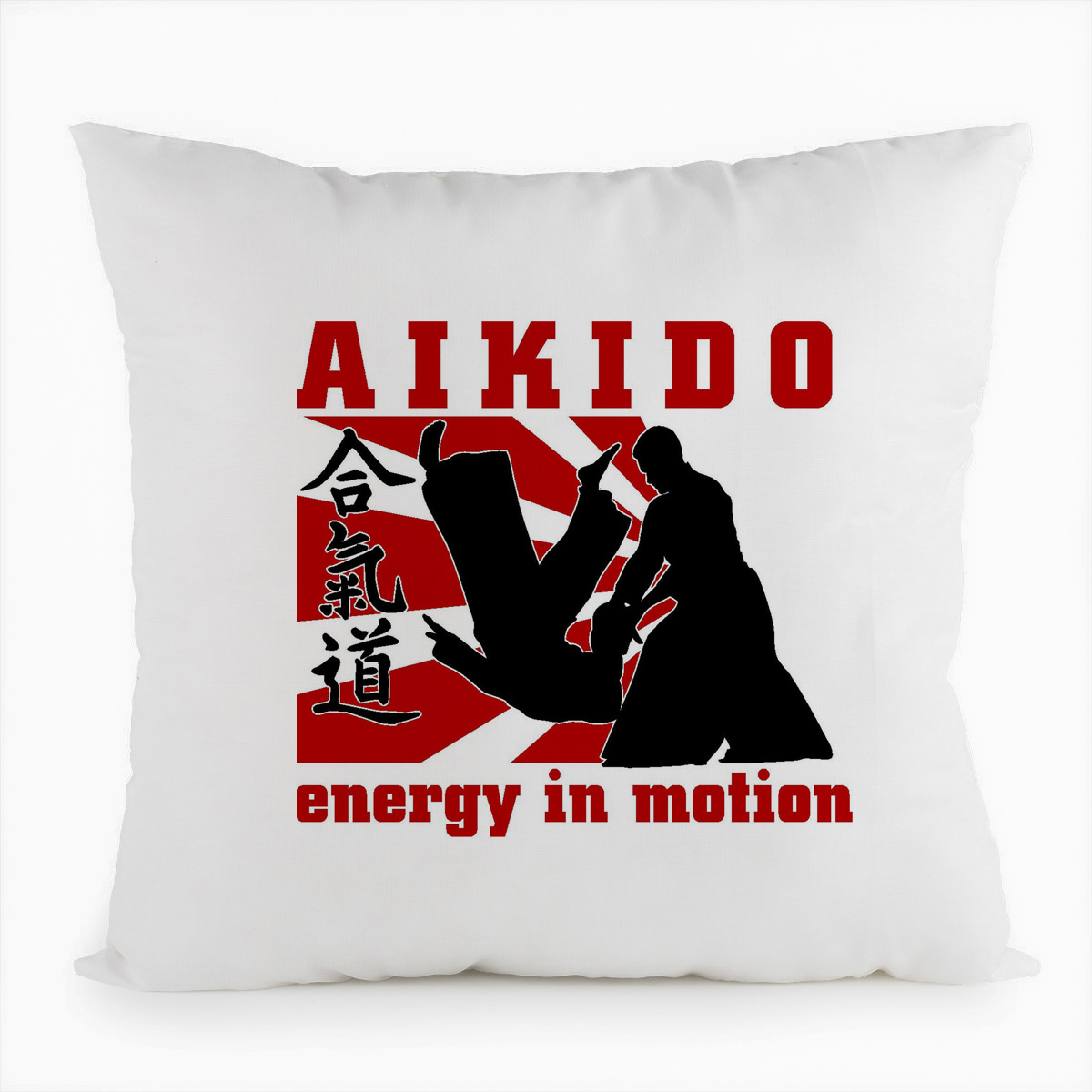 

Подушка белая CoolPodarok Aikido energy in motion (Энергия айкидо в движении), Белый