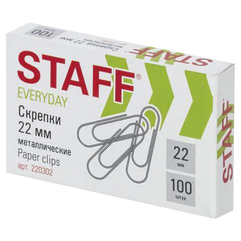 

Скрепки канцелярские Staff 220302, 22 мм, 100 шт. х 40 упаковок
