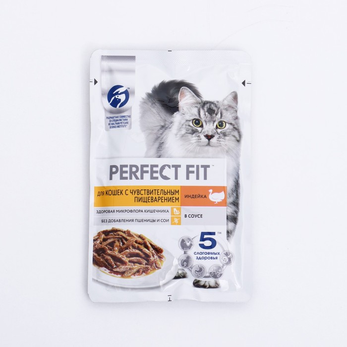 

Влвжный корм для кошек Perfect Fit для чувствительных, индейка, 28 шт по 75 г, Sensitive