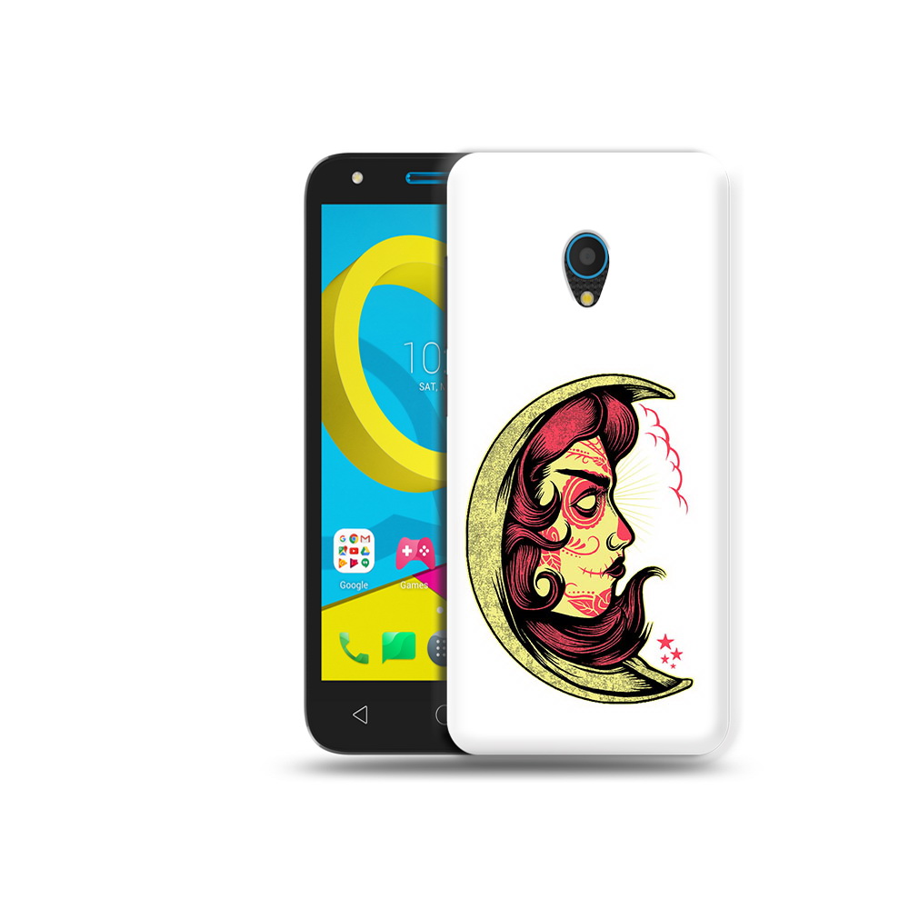 

Чехол MyPads Tocco для Alcatel U5 5047D желтый полумесяц с лицом девушки, Tocco