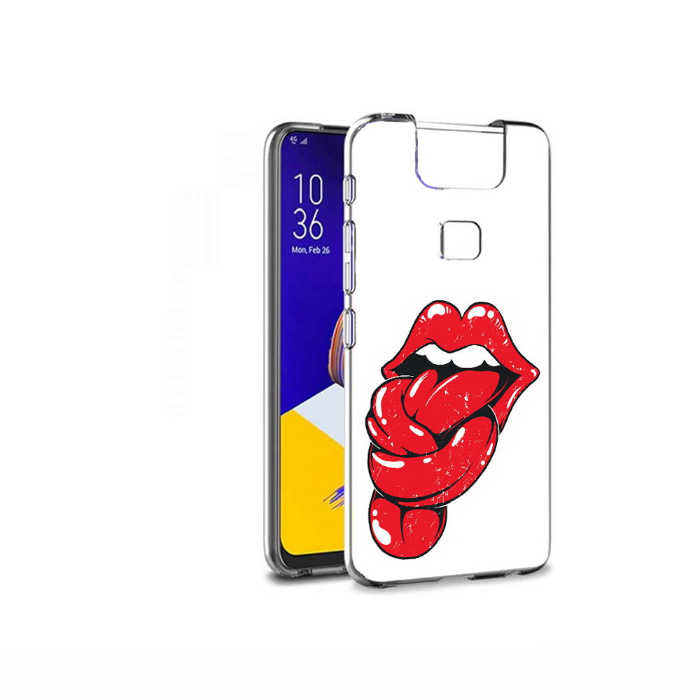 

Чехол MyPads Tocco для Asus ZenFone 6 (ZS630KL) яркие губы с языком, Прозрачный, Tocco