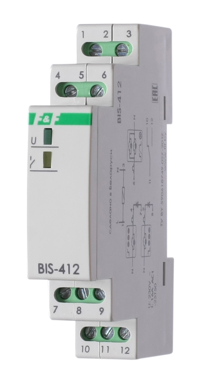 Бистабильное реле F&F BIS-412, с групповыми входами включения и выключения EA01.005.007