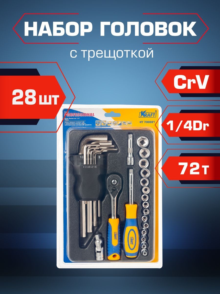 Набор инструментов Kraft 28 предметов, КТ 700321