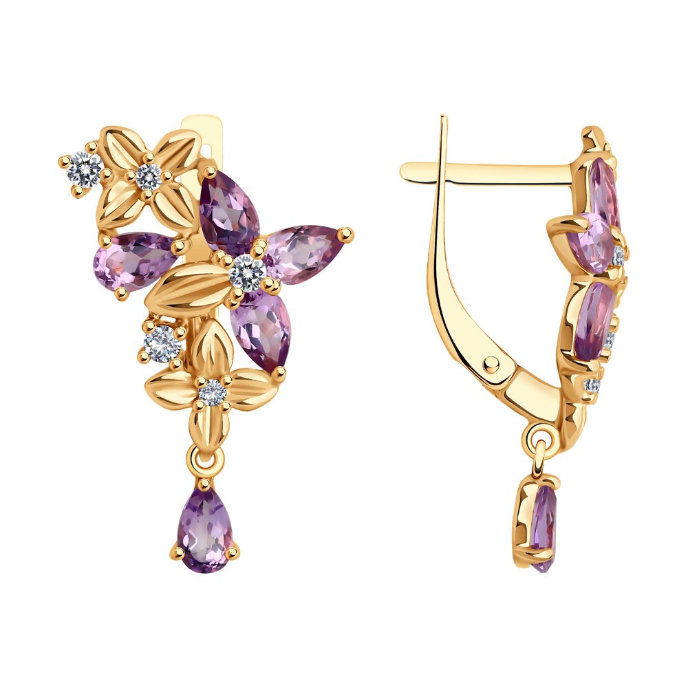 

Серьги из серебра Diamant 93-321-02061-2, фианит\аметист, 93-321-02061-2