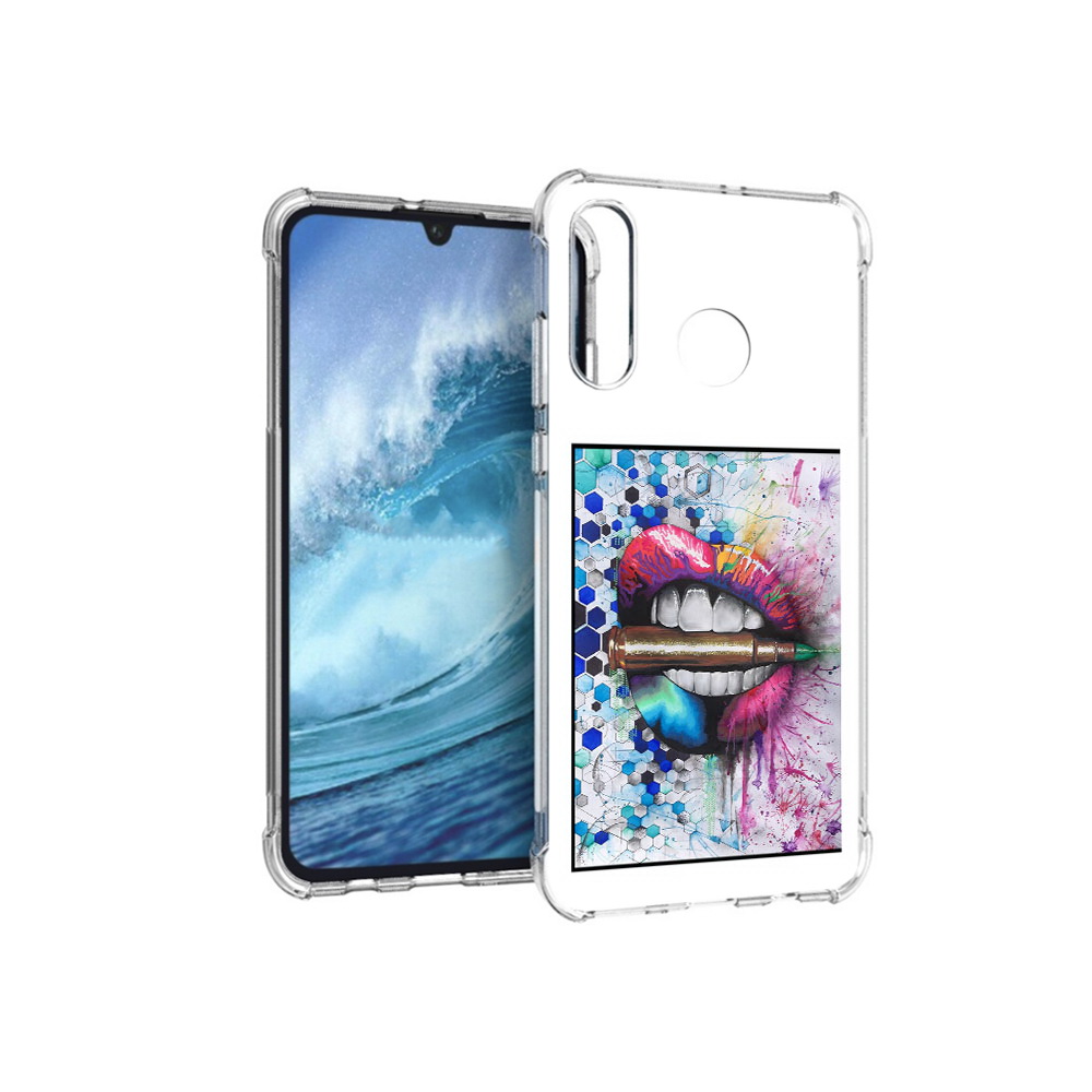 

Чехол MyPads Tocco для Huawei P30 Lite разноцветные губы с пулей, Прозрачный, Tocco