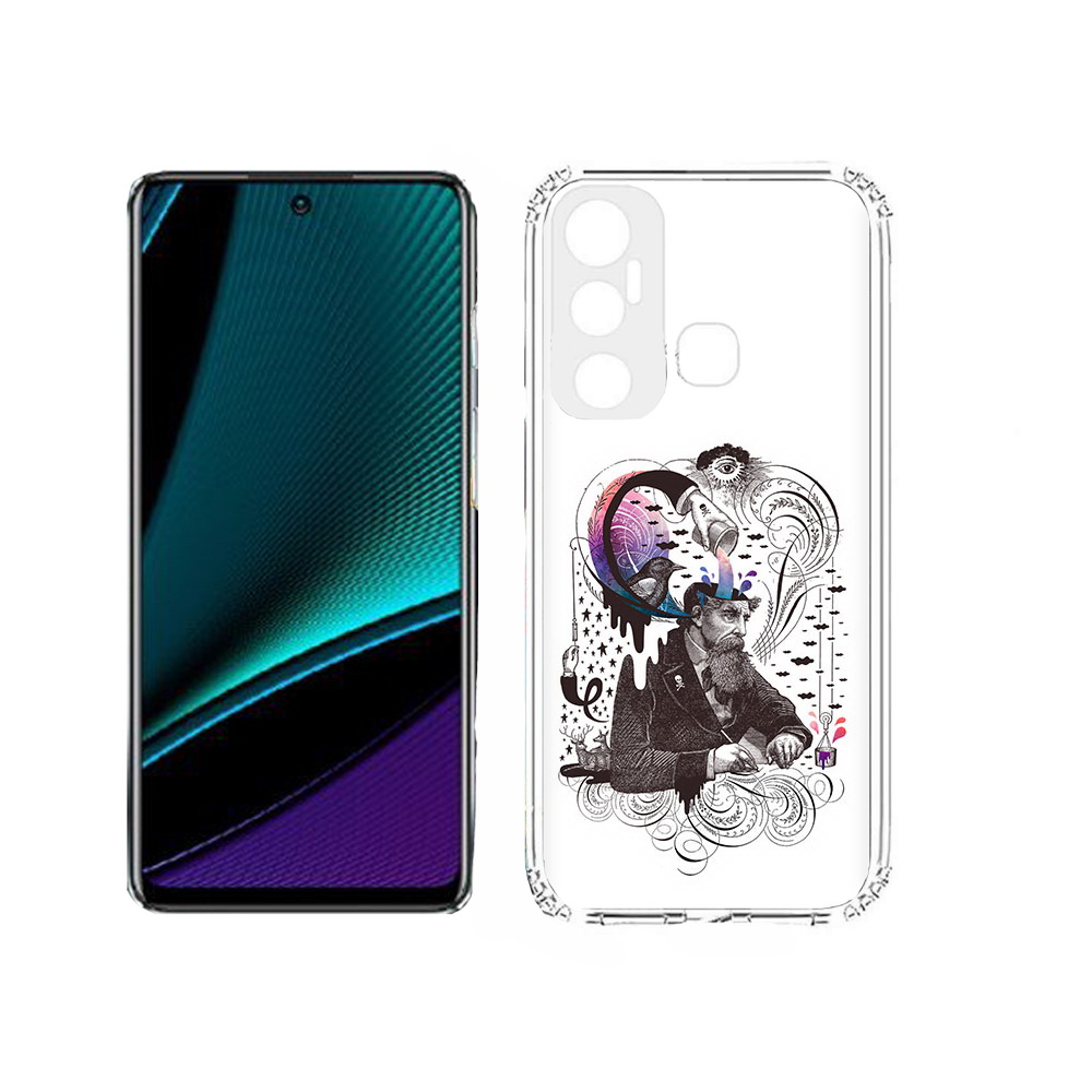 

Чехол MyPads Tocco для Infinix Hot 11s абстракция думающий мужчина, Прозрачный, Tocco