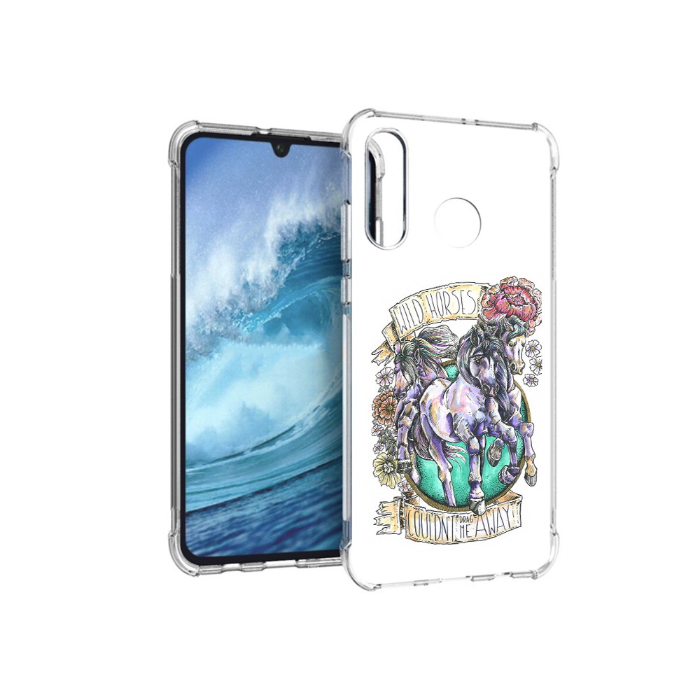 

Чехол MyPads Tocco для Huawei P30 Lite рисунок коней в цветах, Прозрачный, Tocco