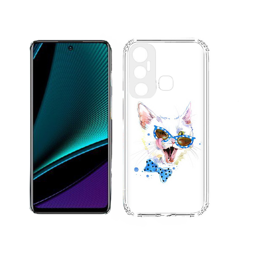 

Чехол MyPads Tocco для Infinix Hot 11s белый кот, Прозрачный, Tocco