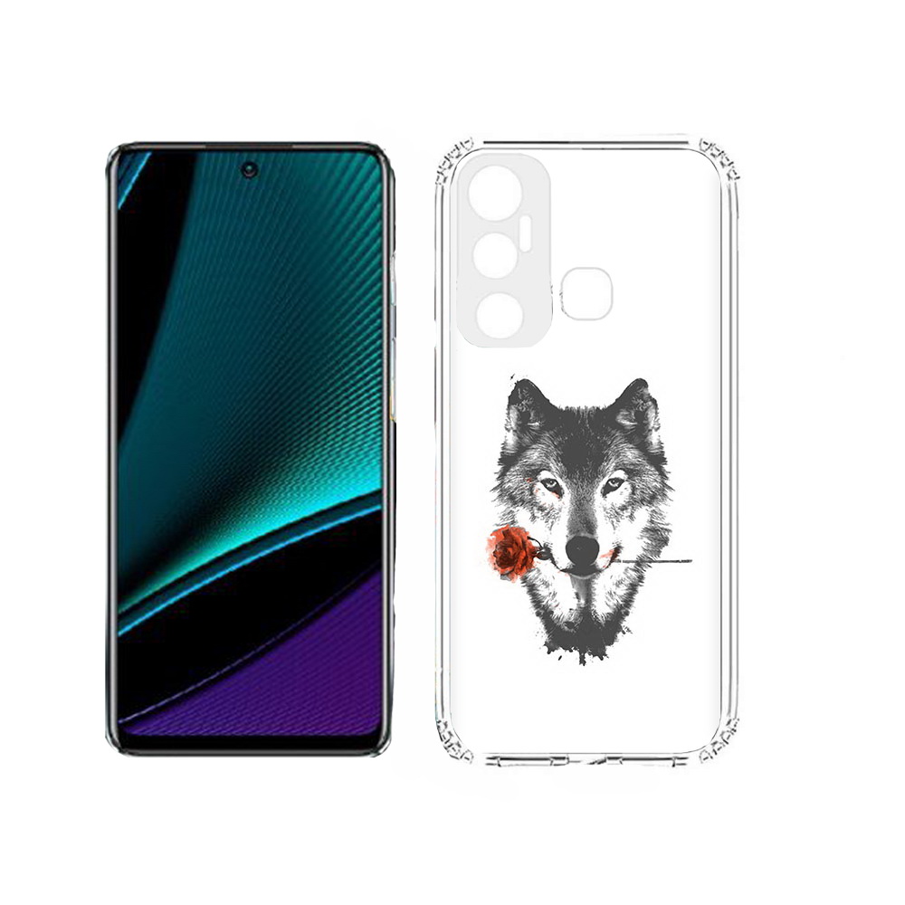 

Чехол MyPads Tocco для Infinix Hot 11s волк с розой, Прозрачный, Tocco