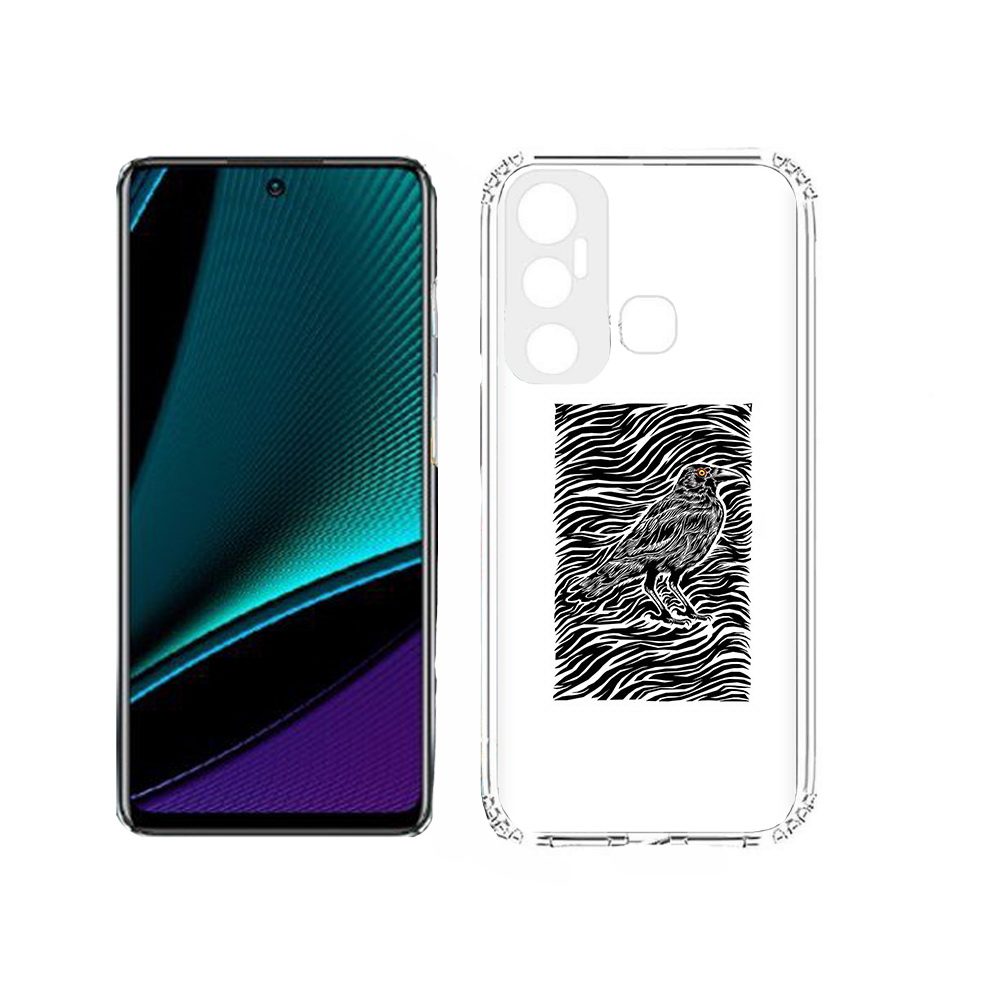 

Чехол MyPads Tocco для Infinix Hot 11s ворон в абстракции, Прозрачный, Tocco