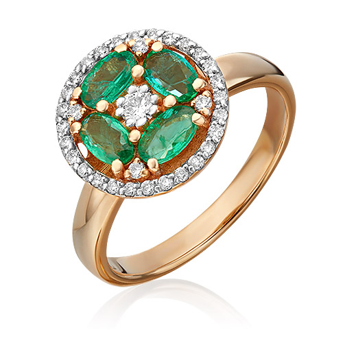 

Кольцо из золота р.  PLATINA jewelry 01-1552-00-106-1110-30, бриллиант\изумруд, 01-1552-00-106-1110-30