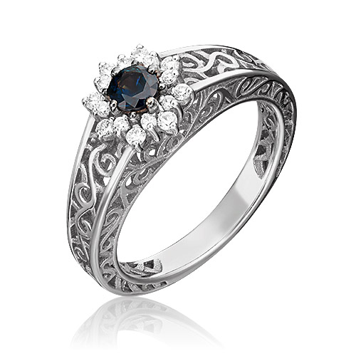 

Кольцо из золота с сапфиром/бриллиантом р. 17,5 PLATINA jewelry 01-1553-00-105-1120-30, 01-1553-00-105-1120-30