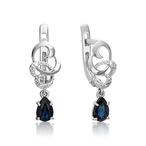 

Серьги из белого золота с сапфиром/бриллиантом PLATINA jewelry 02-0891-00-105-1120-30, 02-0891-00-105-1120-30
