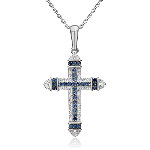 

Кулон из белого золота PLATINA jewelry 03-0455-00-105-1120-30, сапфир/бриллиант, 03-0455-00-105-1120-30