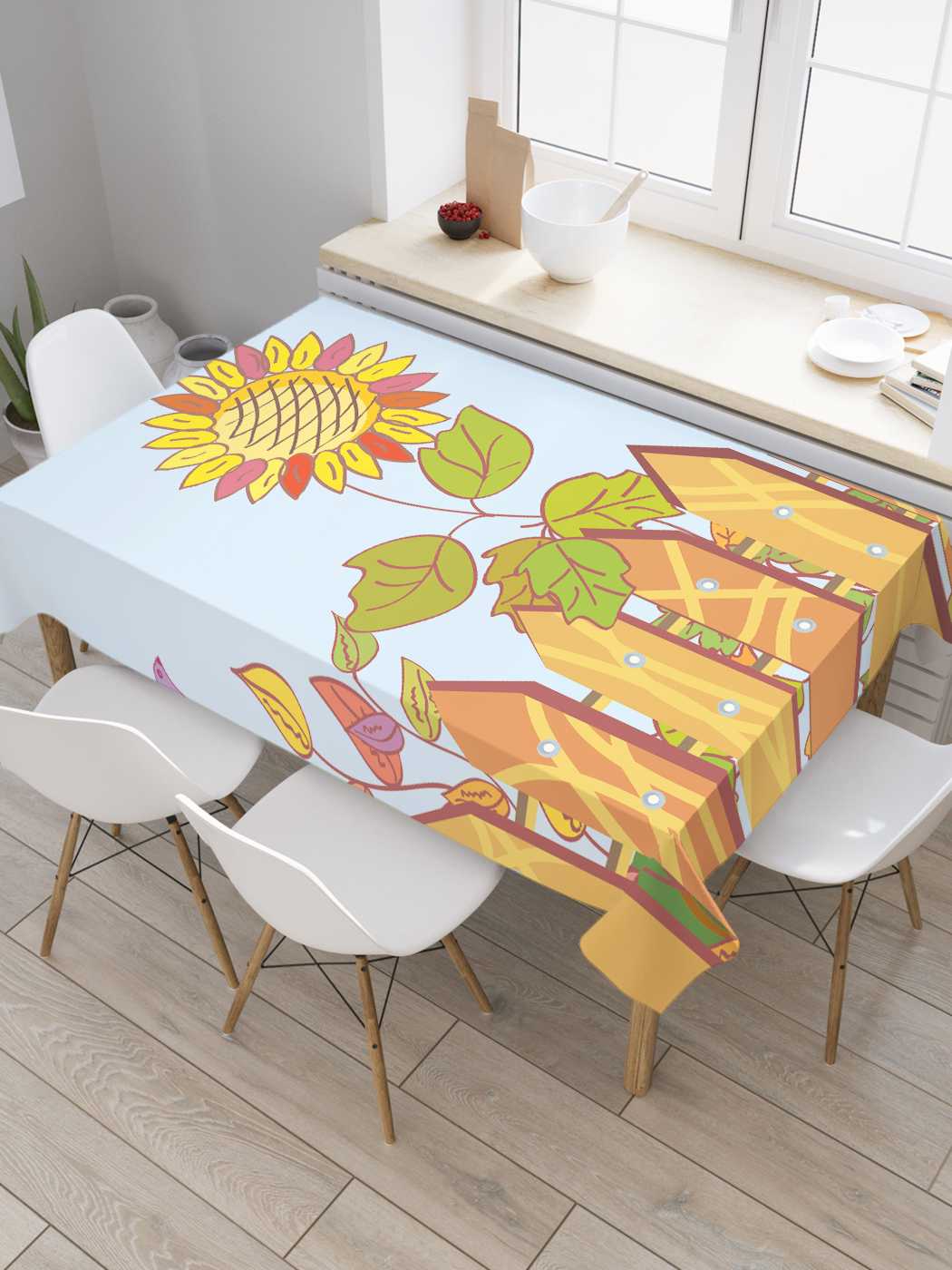 

Скатерть прямоугольная JoyArty "Огражденный подсолнух" из сатена, 180x145 см, Голубой, Огражденный подсолнух