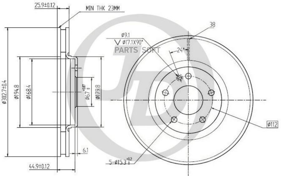 

Тормозной диск JUST DRIVE передний 303x26 мм 5 отверстий JBD0008