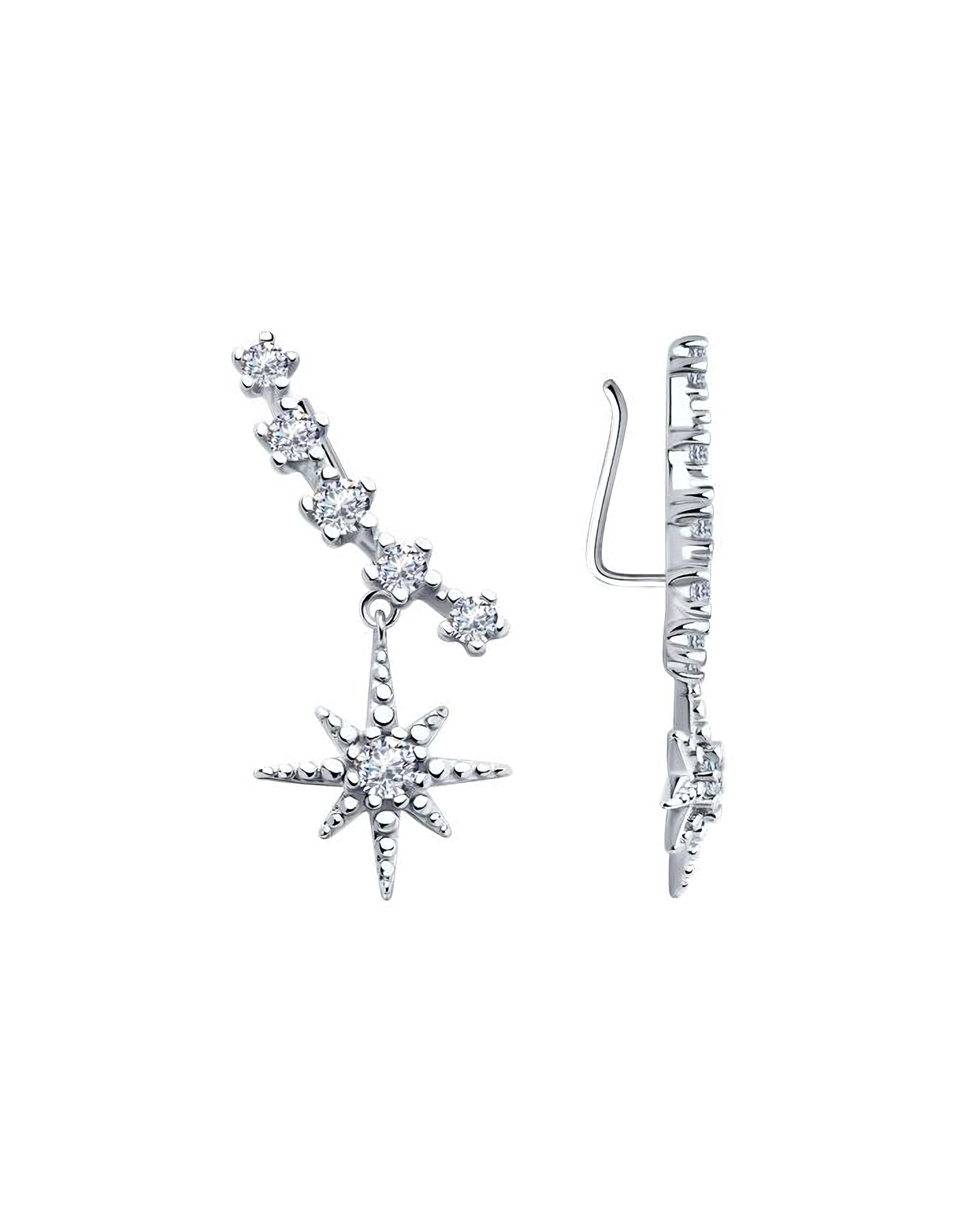

Серьги каффы из серебра TEO MAORI 894025933, фианит, 894025933
