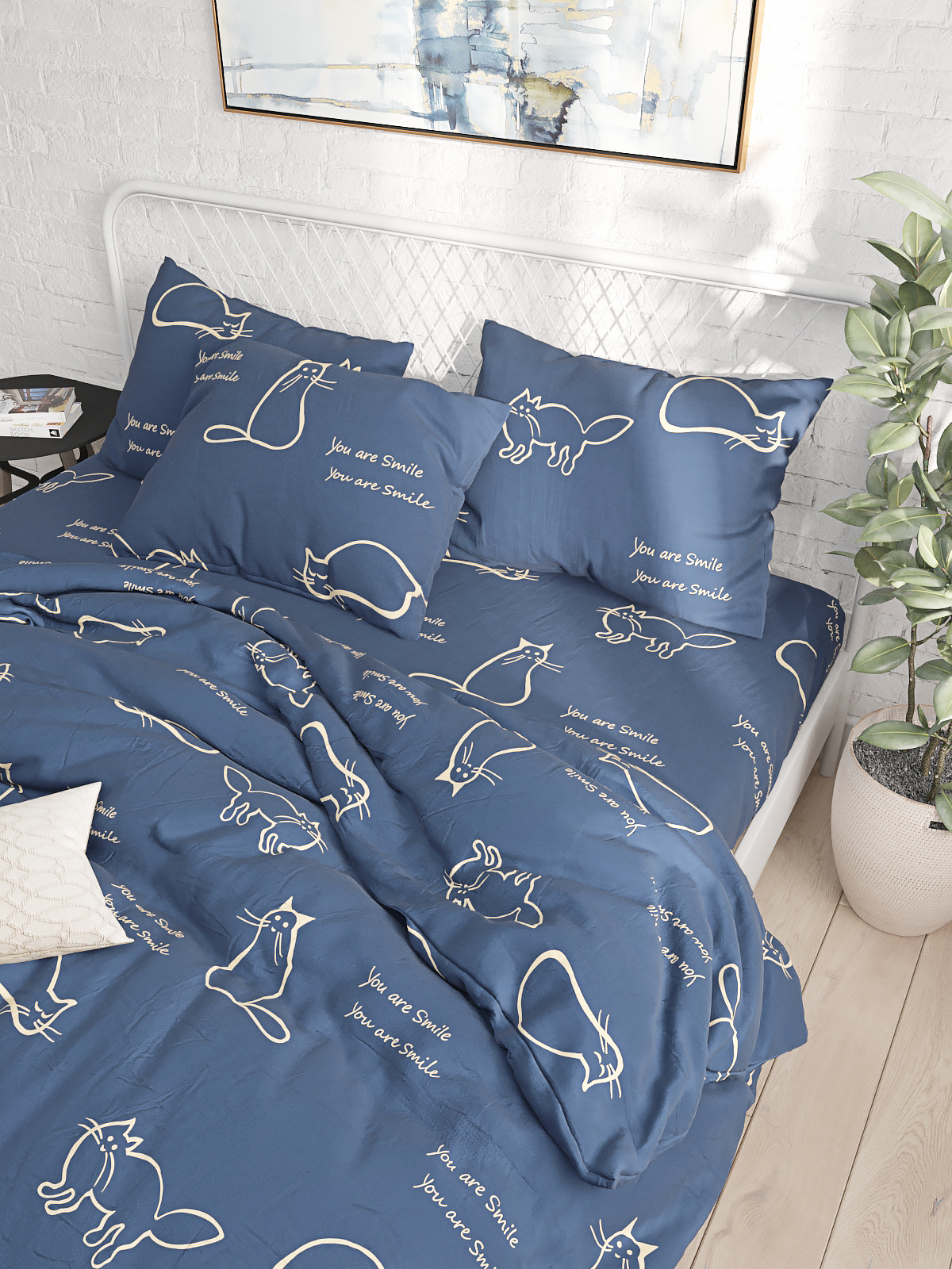 

Пододеяльник Сказка "Котики" 1,5-спальный на молнии 145х215 см, Котики